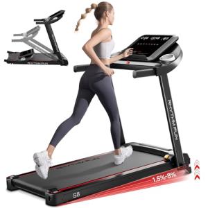 RHYTHM FUN Treadmills for Home, 8.0 MPH Walking Pad Treadmill with Incline up to 8%, Foldable Treadmill with Handles, Low Noise Walking Pad for 300 lbs