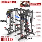 Smith Machine with Cable Crossover System, Multi-Function Squat Rack Power Cage for Home Gym, Power Rack and Packages Weight Sets (Black, L07-Smith Machine+Weight Bench)