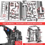 Smith Machine with Cable Crossover System, Multi-Function Squat Rack Power Cage for Home Gym, Power Rack and Packages Weight Sets (Black, L07-Smith Machine+Weight Bench)