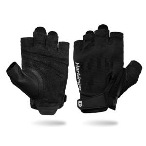 Power Gloves 3.0 - Durable Half Finger Weightlifting Gloves with Adjustable Wrist Closure, Breathable Leather Palm, Men's, Black, Large