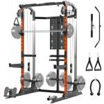 GarveeLife Power Cage, 2000 LB Squat Rack with Dual Pulley Cable Crossover, Multi-Function Home Gym Power Rack with Attachments, Full Body Strength Training Equipment for Home