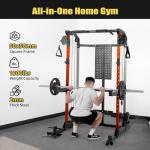 GarveeLife Power Cage, 2000 LB Squat Rack with Dual Pulley Cable Crossover, Multi-Function Home Gym Power Rack with Attachments, Full Body Strength Training Equipment for Home