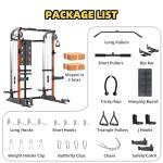 GarveeLife Power Cage, 2000 LB Squat Rack with Dual Pulley Cable Crossover, Multi-Function Home Gym Power Rack with Attachments, Full Body Strength Training Equipment for Home