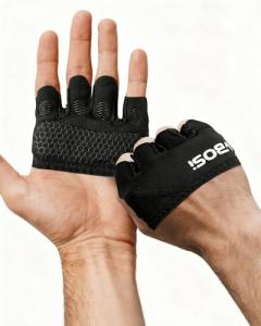 FitDA Weight Lifting Gloves, Short Micro Workout Gloves for Men & Women, Grip Pads with Full Palm Protection,Great for Weightlifting,Gym,Cross Training,Powerlifting (Black-L)