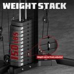 JELENS Home Gym System Workout Station, Multifunction Smith Machine with 150LB Weight Stack, Leg Press, LAT Station for Full Body Strength Training (Black, Home Gym System)