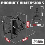 JELENS Home Gym System Workout Station, Multifunction Smith Machine with 150LB Weight Stack, Leg Press, LAT Station for Full Body Strength Training (Black, Home Gym System)