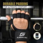Glaring Way Neoprene Padded Weight Lifting Gloves for Men and Women - Ventilated Wrist Wrap Gloves for Athletes Gym Sessions Cycling Tracking & Sports with Full Palm Protection (Black, Medium)