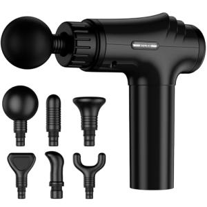 AYURA Massage Gun Deep Tissue, Percussion Muscle Massager Gun, Handheld Back Massager for Pain Relief, Mini Massage Gun with 30 Speeds and 6 Heads for Athletes Men Women