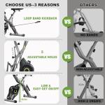 Goimu Exercise Bike, 5 in 1 Foldable Stationary Bike for Seniors, 16-Level Adjustable Magentic Resistance, Indoor Recumbent Bike with 330LB Capacity, Comfortable Seat Backrest (Dark Grey)