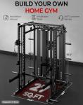 Mikolo Smith Machine with Weight Stack, Power Cage Home Gym System with LAT Pulldown & Cable Crossover, Multi-Functional Trainer with Dual Pulley System, Weight Bench, Cable attachments