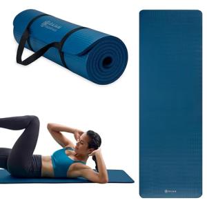 Navy Gaiam Essentials Thick Yoga Mat with Strap