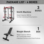XVD Multi-Function Smith Machine with LAT-Pull Down System & Cable Crossover Machine, 2000LBS Power Cage Squat Rack for Garage Workout & Home Gym