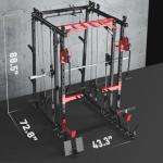 XVD Multi-Function Smith Machine with LAT-Pull Down System & Cable Crossover Machine, 2000LBS Power Cage Squat Rack for Garage Workout & Home Gym