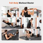 YOLEO Smith Machine with Independent Dual-Pulley System, 1700LBS Adjustable Cable Crossover Squat Rack, Multi-Functional Power Cage for Home Gym with More Workout Equipment LAT Pulldown Bar & Dip Bar