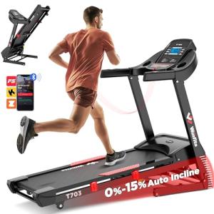 Winfita Treadmill with 15% Auto Incline, 300 LBS Capacity and 10 MPH Max Speed, 4.0HP Folding Treadmills for Home Features 18'' x 50'' Belt, Bluetooth, APP, 64 Preset Programs and 3 Countdown Modes