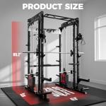 RitFit M1 Pro Smith Machine Package, All-in-One Power Cage with Weight Stack Set, Includes LAT Pulldown & Cable Crossover System for Home Gyme (Black, Package (with Weight Stack + Bench))