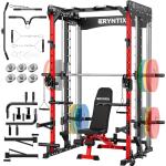 Smith Machine Home Gym, Eryntix All-in-One Power Cage with Cable Crossover, Squat Rack, LAT Pulldown & Pull-Up Bar, 2600LBS Capacity Home Gym Equipment with 18 Attachments for Strength Training