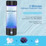 Bntuk Hydrogen Water Bottle, Portable Rechargeable Hydrogen Water Bottle Generator for Home Travel Office Exercise, Black