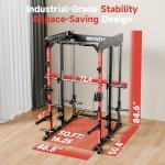 Smith Machine Home Gym, Eryntix All-in-One Power Cage with Cable Crossover, Squat Rack, LAT Pulldown & Pull-Up Bar, 2600LBS Capacity Home Gym Equipment with 18 Attachments for Strength Training
