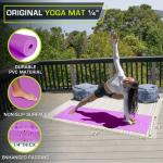 ProsourceFit Original Yoga Exercise Mat ¼” (6mm) Thick for Comfort and Stability with Carrying Straps, Non Slip –Multiple Colors