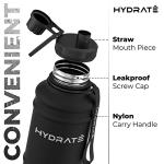 HYDRATE 43 Oz Stainless Steel Water Bottle - BPA Free Metal Water Bottle for Gym, Exercise - Water Jug with Convenient Nylon Carrying Strap and Leak-Proof Screw Cap Water Bottles for Men, Women, Adult