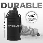 HYDRATE 43 Oz Stainless Steel Water Bottle - BPA Free Metal Water Bottle for Gym, Exercise - Water Jug with Convenient Nylon Carrying Strap and Leak-Proof Screw Cap Water Bottles for Men, Women, Adult