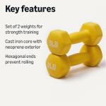 Set of 2 Yellow 8 lb Neoprene Dumbbells