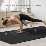 VTORY Extra Large Yoga Mat 6'x 4'x 12mm (1/2in) Thick Exercise Mat for Men and Women, Non-Slip, Durable Workout Mat for Home Workout, Yoga, Pilates, Stretching (Black)