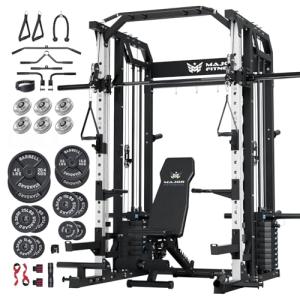 Major Fitness Drone2 Premium Smith△ Machine – All-in-One Home Gym Squat Rack with Aluminum Pulley Set , Weight Bar, Dual LAT Pull-Down Systems & Cable Crossover Machine for Full-Body Workouts