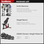 SunHome Smith Machine with Bench and 230LBS BP, 2000LBS Power Cage Squat Rack with Smith Bar, Two LAT Pull-Down Systems, Cable Crossover Machine and and More Cable Attachment for Home Gym