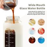 SIEROZUR 64oz Glass Water Bottle with Straw and Handle Lid Half Gallon Motivational Glass Bottle with Silicone Sleeve and Time Marker Large Reusable Sports Water Jug for Gym Home Workout