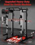 GarveeLife Smith Machine Home Gym, 2200 LBS Squat Rack Power Cage, All in One Home Gym Workout Station with Smith Bar, LAT Pull-Down, Cable Crossover System and More Attachments