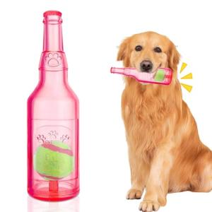 heqxwl Water Bottle Dog Toy for Aggressive Chewers, Cute Squeaky Indestructible Water Bottle Dogs Chew Toys for Medium/Small Dogs Interactive Dog Toys to Exercise and Accompany (Red)