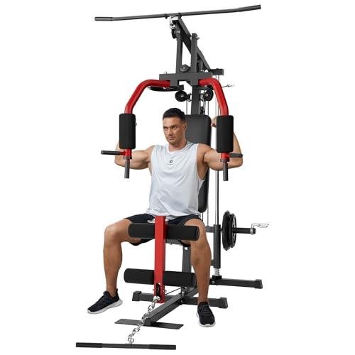 AIKKYS Home Gym Machine, 400 Lbs Home Gym Equipment with Pulley System, Multifunctional Full Body Workout Machine for Strength Training, Fit 1" & 2" Weight Plates (Not Include)