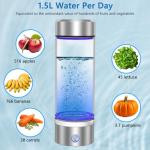 Bntuk Hydrogen Water Bottle, Portable Rechargeable Hydrogen Water Bottle Generator [Gifts for Him Her], Hydrogen Water Machine for Home Travel Office Exercise (Silver)