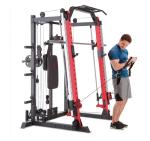 Marcy Smith Machine Cage System Home Gym Multifunction Rack, Customizable Training Station SM-4033, Red