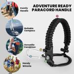 RAYMYLO Insulated Water Bottle 87 oz, Triple Wall Vacuum Stainless Steel (Cold for 48 Hrs), Leak Proof & Non-BPA, Modern Water Flask Jug with Paracord Handle & Straw Spout Lids, Magic Black