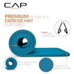 CAP Barbell Yoga Mat 1/2" Thick with Carrying Strap - High Density Exercise Mat for Yoga, Pilates, Stretching, Floor & Fitness Workouts - 68''x24''x1/2" | Teal