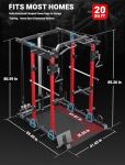 YOLEO Smooth Dual Pulley System Power Cage, 1600LBS Adjustable Cable Crossover Power Rack, Multi-Functional Squat Rack for Home Gym with More Training Attachment (Power Cage + 660LBS Weight Bench)
