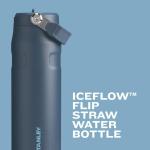 Stanley IceFlow Flip Straw 2.0 Water Bottle 24 oz | Built-In Straw for Travel and Sports | Lightweight and Leak Resistant | Insulated Stainless Steel | BPA-Free | Blue Cactus