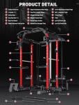 YOLEO Smooth Dual Pulley System Power Cage, 1600LBS Adjustable Cable Crossover Power Rack, Multi-Functional Squat Rack for Home Gym with More Training Attachment (Power Cage + 660LBS Weight Bench)