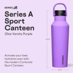Corkcicle Sport Canteen - Keeps Drinks Cold 25 Hours - Stainless Steel Water Bottle - Triple-Insulated - Spill-Proof - Summer Drinkware Gift - Keeps Drinks Ice Cold - 20 oz - Varsity Purple