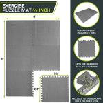 ProsourceFit Puzzle Exercise Mat ½ in, EVA Interlocking Foam Floor Tiles for Home Gym, Mat for Home Workout Equipment, Floor Padding for Kids, Grey, 24 in x 24 in x ½ in, 24 Sq Ft - 6 Tiles