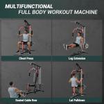 5-in-1 Multifunctional Home Gym Equipment: Full Body Workout Machine with LAT Pulldown, Chest Press, Leg Extension & Seated Row | 300 LB Capacity | Fits 1 in & 2 in Weight Plates (Not Included)