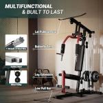 5-in-1 Multifunctional Home Gym Equipment: Full Body Workout Machine with LAT Pulldown, Chest Press, Leg Extension & Seated Row | 300 LB Capacity | Fits 1 in & 2 in Weight Plates (Not Included)