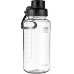 Fanhaw 32 oz Clear BPA-Free Tritan Water Bottle with Fast-Flow Spout Lid, Leakproof Wide-Mouth Reusable Bottle for Gym, School & Office (Clear&Black)