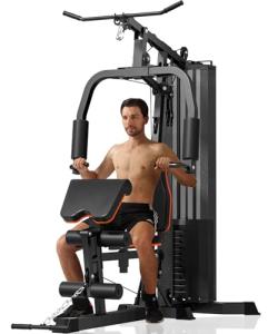 Home Gym,Multifunctional Workout Machine with 160LB Weight Stack,Workout Station for Full Body Strength Training,Exercise Equipment for Home, Black