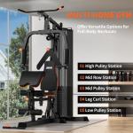 Home Gym,Multifunctional Workout Machine with 160LB Weight Stack,Workout Station for Full Body Strength Training,Exercise Equipment for Home, Black