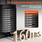 Home Gym,Multifunctional Workout Machine with 160LB Weight Stack,Workout Station for Full Body Strength Training,Exercise Equipment for Home, Black