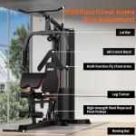 Home Gym,Multifunctional Workout Machine with 160LB Weight Stack,Workout Station for Full Body Strength Training,Exercise Equipment for Home, Black